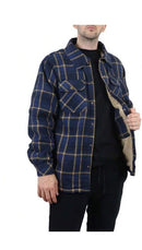 SHEIN CENTRO MEN'S FLANNEL SHERPA-LINED JACKET - SIZE: MEN XL - TEAL/BLACK - Brand New
