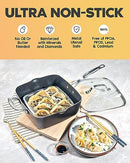 Granitestone 9.5" Frying Pan Lid 4 Pc Frying Pan Set Steamer Fry Basket - Like New