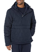 AMAZON ESSENTIALS MENS ANORAK HOODED QUARTER-ZIP PUFFER COAT NAVY SIZE LARGE - Brand New