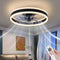 AHAWILL 15.7" MODERN CEILING FAN WITH LIGHTS, FLUSH MOUNT, REMOTE - BLACK - Like New