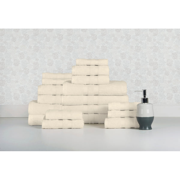 BIBB HOME 18 PIECE EGYPTIAN COTTON TOWEL SET - SOLID IVORY - Like New