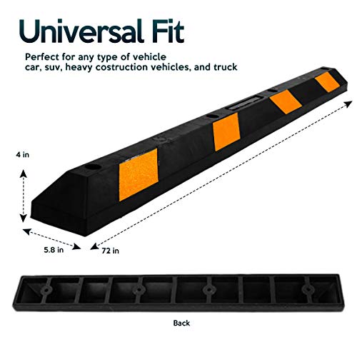 Zone Tech Large Heavy Duty Rubber Parking Curb 72”Premium Quality Auto Garage - Like New