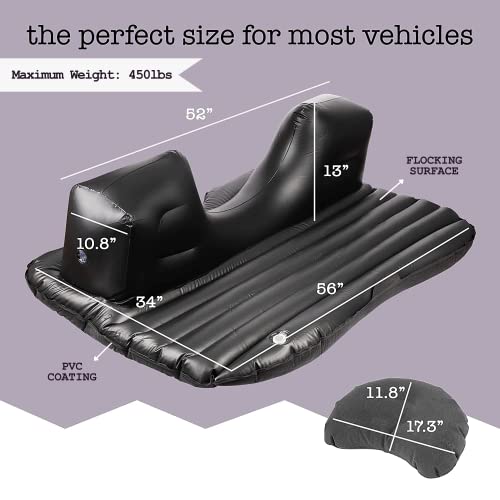 ZONETECH INFLATABLE CAR TRAVEL AIR MATTRESS BACK SEAT - GRAY - Like New