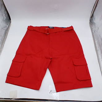 BLU ROCK MEN'S FLEX STRETCH CARGO SHORTS - SIZE: MEN 34 - RED - Brand New