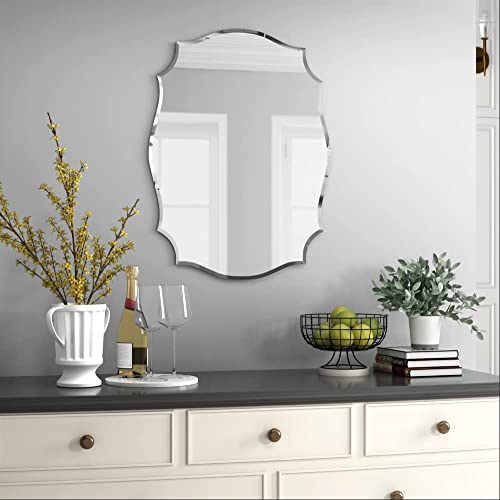 KOHROS WALL MIRROR SCALLOPED FRAMELESS BEVELED EDGE POLISHED FOR BATHROOM - Like New
