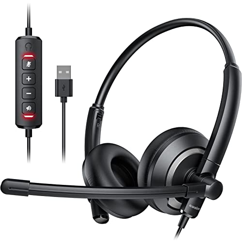 AWATRUE EH05-U WIRED USB HEADSET NOISE CANCELLING MICROPHONE FOR PC LAPTOP BLACK - Like New