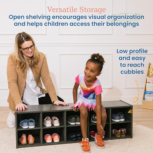 ECR4Kids Streamline 10 Cubby Tray Storage Cabinet, 2x5 ELR-17431-GW - Grey Wash - Like New
