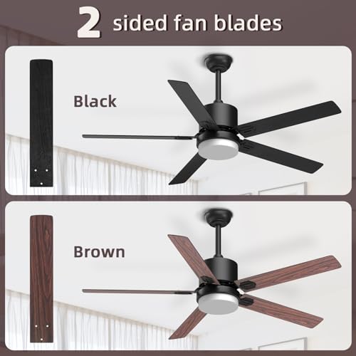 SKY SEA FANS LIGHTS REMOTE 52" BEDROOM LED DIMMABLE REVERSIBLE - BROWN/BLACK - Like New