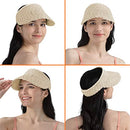 SUN CUBE WOMEN SUN VISOR HAT STRAW BEACH HAT WIDE BRIM UV BEIGE - ONE SIZE - Like New