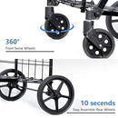 SUPER DEAL FOLDING SHOPPING CART WHEELS DOUBLE BASKET FOR GROCERIES - BLACK - Like New