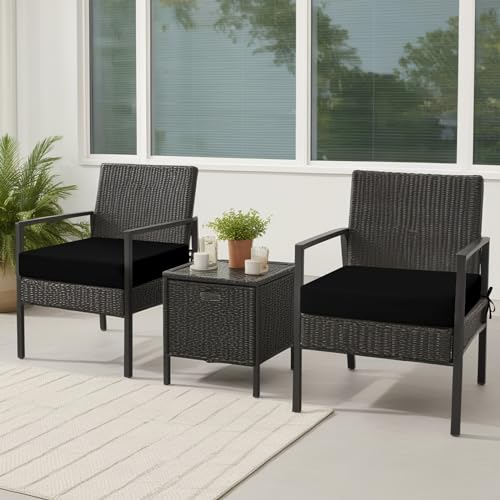 IDEÉ-HOME Outdoor Chair Cushions- Set of 2, Waterproof Seat, 19x19, Black - Like New