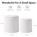 Round Boucle Upholstered Ottoman with Storage Set of 2 Vanity Stool Foot Rest - Like New