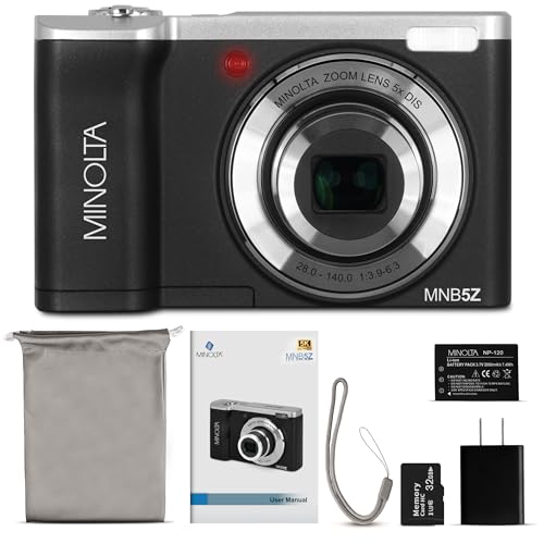 MINOLTA 56MP DUAL LENS DIGITAL CAMERA 5X OPTICAL ZOOM MNB5Z - BLACK - Like New