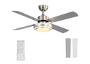 FINXIN 52" INTEGRATED LED CEILING FAN 4-BLADES REMOTE CONTROL - BRUSHED NICKEL - Brand New