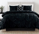 Casa Platino King Size Comforter Set 4 Piece B09B4F5B4L - Pinch Pleat (Black) - Brand New