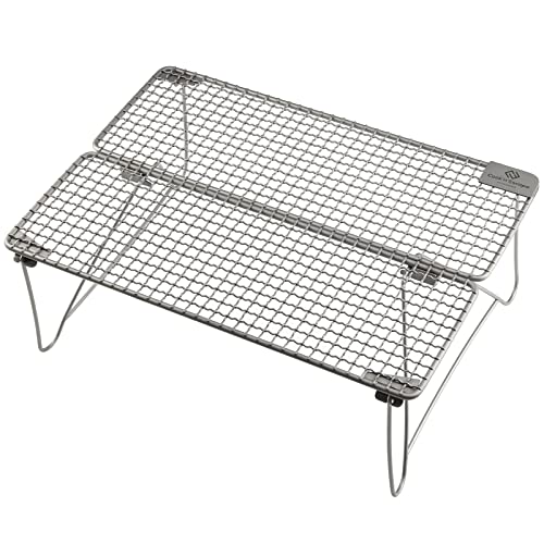 COOK'N'ESCAPE TITANIUM GIRLL CAMP FIRE COOKING RACKS FOLDING GRILL - GRAY Like New