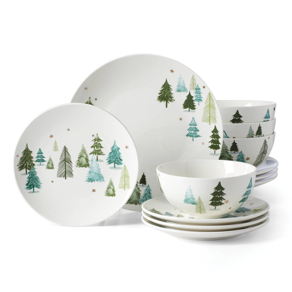 Lenox Balsam Lane 12-Piece Dinnerware Set, 17.55 LB, Green - Like New