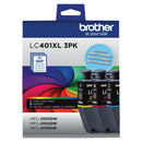 Brother Genuine LC401XL 3PK High Yield 3-Pack Color -Ink -Cartridges - Brand New