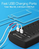 WITEEM SURGE PROTECTOR POWER STRIP 12 OUTLETS, 4 USB 6A PORTS, 6FT - BLACK - Like New