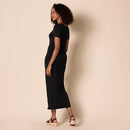 AMAZON ESSENTIALS WOMEN'S CREWNECK MAXI DRESS DR193944 - SIZE: WOMEN L - BLACK - Like New