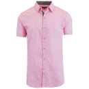 GALAXY BY HARVIC MENS SLIM FIT SHORT SLEEVE BUTTON UP SHIRT - SIZE: MEN M - PINK - Brand New