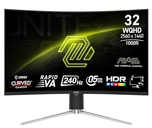MSI MAG 325CQRXF E2 31.5" 2560 x 1440 (WQHD) Monitor, 240Hz, HDMI, VESA, Black - Like New