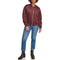 Levi's Womens Fashion Bomber Jacket Ruching On Sleeves Dark Chocolate L - Brand New