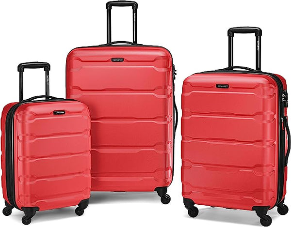 Samsonite Omni PC Hardside Expandable Luggage Spinner Wheels 3pcs 20/24/28 - Red Like New