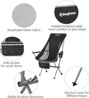 KINGCAMP COMPACT CAMPING CHAIR ULTRALIGHT HIGH FOLDING 265LBS KC2015 - BLACK - Like New