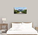 JUFENGART Canvas Art Landscape Mountain Railroad 1 Panel 20X40inch - Blue-green - Brand New