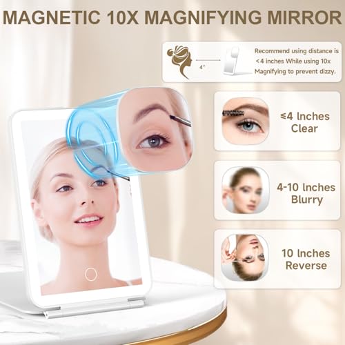 MOCADO LED FOLDABLE TRAVEL MAKEUP MIRROR - WHITE - Like New