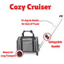 COZY CRUISER AIRLINE EXPANDABLE PREMIUM PET CARRIER WHEELS - GRAY & WHITE - Like New