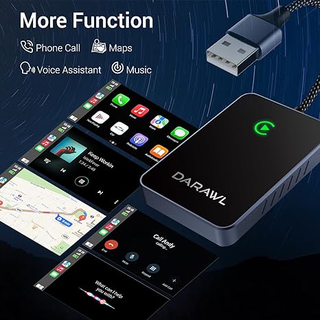 DARAWL Wireless CarPlay Adapter Converts Wired to Wireless Apple CarPlay - Black Like New