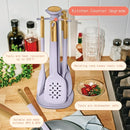 BEAUTIFUL 6-PIECE SILICONE KITCHEN UTENSIL TOOL SET ROTATING RACK - LAVENDER - Like New