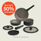 BELLA 8 PIECE REMOVABLE HANDLE COOKWARE SETFIT ANYWHERE KITCHENWARE GLASS BLACK - Like New