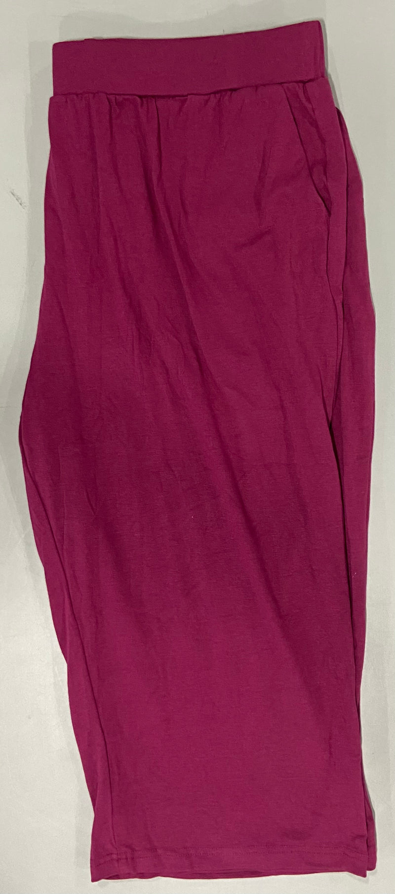 HUUEAY WOMEN'S PLUS SIZE CAPRI PANTS COTTON WIDE LEG CAPRIS - 2X-LARGE - MAROON - Brand New