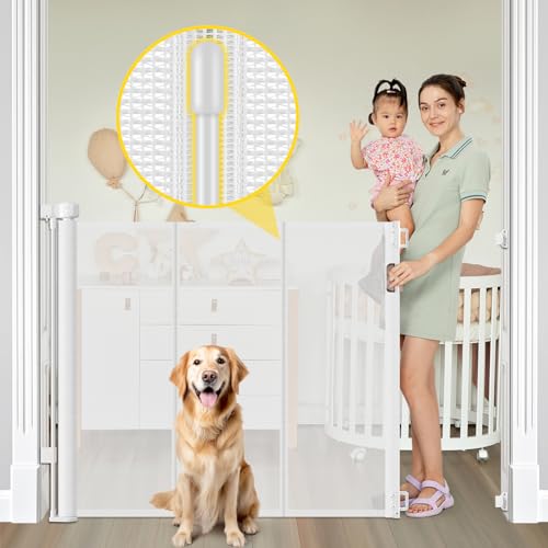 BINGGUZ REINFORCED 42” EXTRA TALL RETRACTABLE DOG GATE FOR - Scratch & Dent