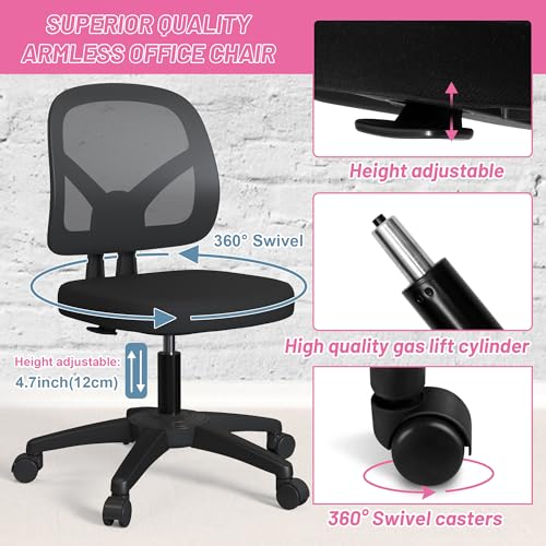 KIZECK ARMLESS MESH SMALL OFFICE Desks Without Armrests Adjustable Height - Like New