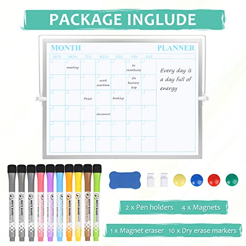 JORKING Dry Erase Calendar 16”x12” Magnetic Desktop Whiteboard JK0005-5 - SILVER Like New