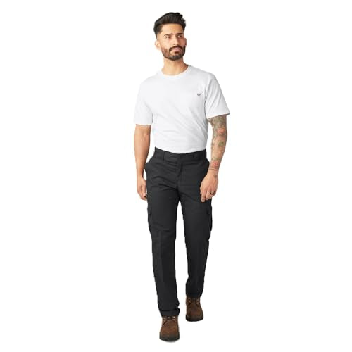 DICKIES MEN'S REGULAR STRAIGHT STRETCH TWILL CARGO PANT BIG 42X30 BLACK - Brand New