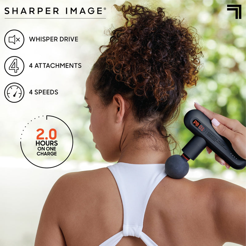 SHARPER IMAGE POWERBOOST MOVE DEEP TISSUE PORTABLE MASSAGE GUN - GRAY - Like New