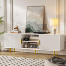 SYESWAY TV Stand for 65 Inch TV Fluted TV Stand with Curved Profile, White - Like New