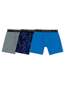 FRUIT OF THE LOOM MEN'S MICRO MESH BOXER BRIEFS 3 PIECE MEDIUM REGULAR BLUES - Brand New