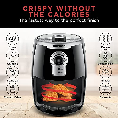 Chefman Small Compact 2 Qt Nonstick Air Fryer - RJ38-2LM-V2 - Black Like New