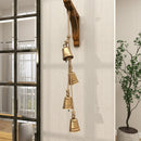 DECMODE TIBETAN DECORATIVE COW BELLS WITH 4 BELLS ON JUTE HANGING ROPE - GOLD - Brand New