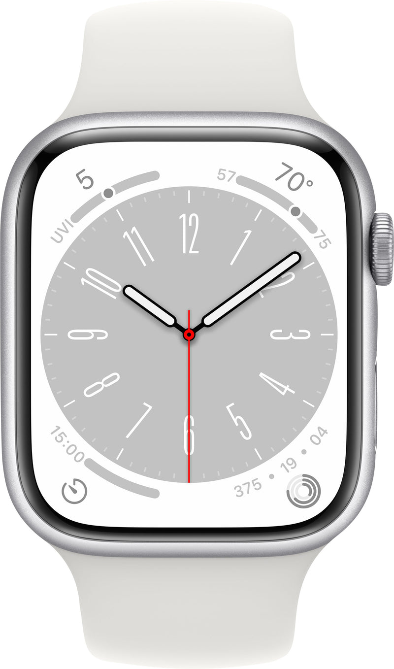 Apple Watch Series 8 GPS 45mm Aluminum Case White Sport Band MP6Q3LL/A - White - Like New