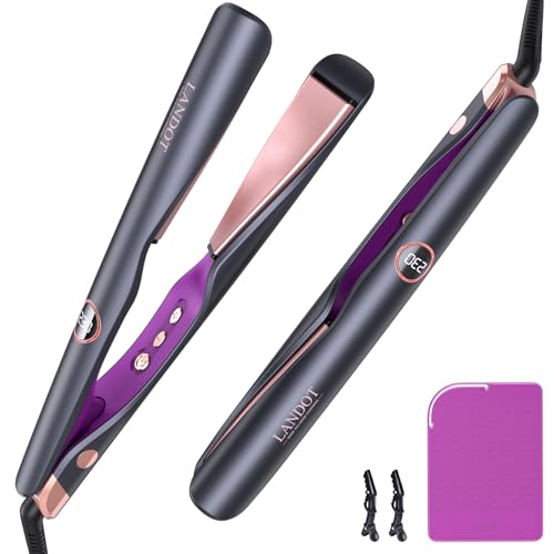 LANDOT 2-in-1 Hair Straightener and Curler - Curling Iron, HS168 - BLACK/PINK - Like New