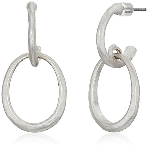 THE SAK WOMENS THE SAK SILVER-TONE POST BACK DOUBLE HOOP DROP EARRINGS - SILVER - Brand New