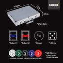 Comie Poker Chips 500PCS Poker Chip Set Aluminum Travel Case YC0001 - Silver - Like New