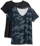 AMAZON ESSENTIALS WOMEN'S ACTIVE T-SHIRT, L, BLACK/NAVY CAMO - Brand New